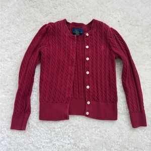 Raphael Lauren Girls Red Cable Knit Sweater